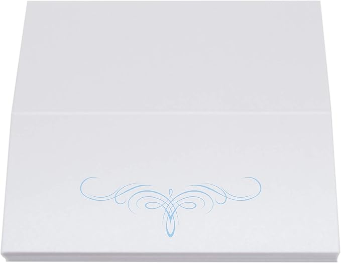Decadent Flourish Place Cards, Light Blue (Choose Color), Set of 60, Pre-cut and Scored - Wedding, Party, Dinner, and Special Events - Made in the USA