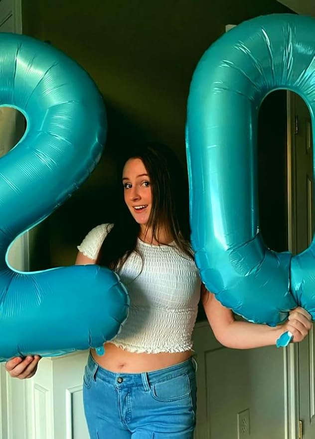 Blue 40 Inch Big Number Balloon Birthday Decoration, Number 2 Helium Balloon 12 20 22 23 24 26 2026 New Years Celebration, Boy Girl Baby Anniversary Party Graduations Supplies Decorations