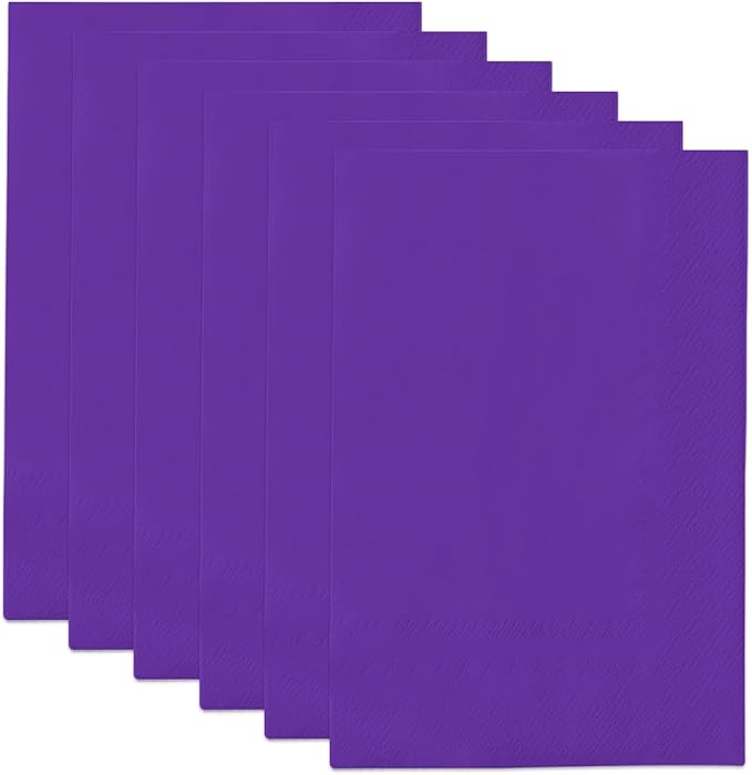 qiqee Purple Paper Napkins 13 * 16inch Guest Paper Disposable Towels Napkin Paper Hand Towels for Wedding, Dinner, Birthday Party, Dessert Cocktail ＆ Kitchen Napkins（ 120 Count）