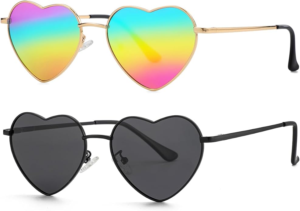 JOVAKIT Polarized Heart Sunglasses for Women Fashion Lovely Style Metal Frame UV400 Protection Lens
