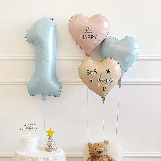 40 Inch Matte Blue 1 Number Balloons Light Blue Number 1 Foil Balloon Mylar Helium Balloon for Birthday Party Decoration Wedding Anniversary Supplies (Number 1)