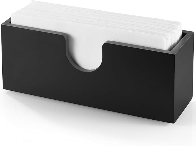 Black Guest Towel Holder for Bathroom, Wood Upright Napkin Holder for Kitchen Dining Table, Disposable Paper Hand Towel Holder, Napkin Dispenser for Countertop