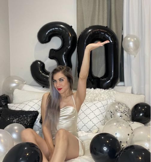Black 40 Inch 30 Number Balloons, Balloon Decorations for 30 Birthday, Foil Giant 30 Birthday Graduations Anniversary Party