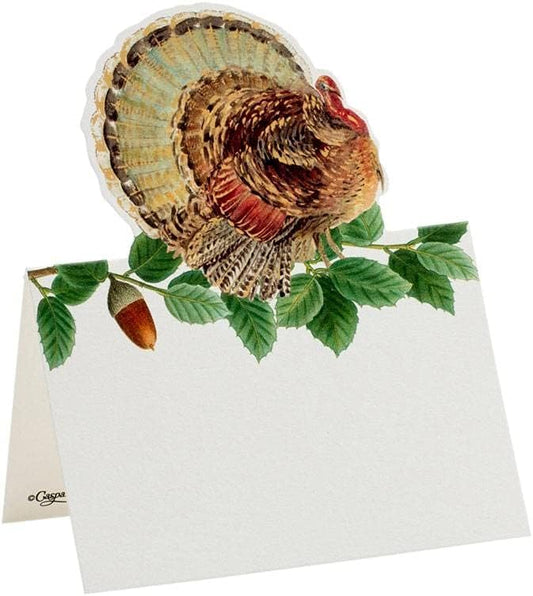Caspari Turkey and Acorns Place Cards - Set of 24