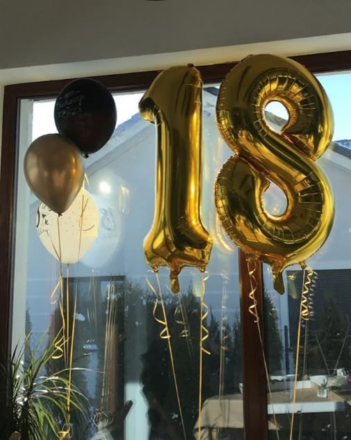 Gold Number 1 Balloon 40 inch, Number 1 Birthday Balloons for Boy Girl, Gold Foil One Balloon for 1st 10 11 12 16 18 Birthday Party, Anniversary Celebration Numbers Decorations