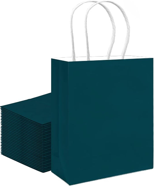 qiqee 30PCS Medium Gift Bag with Handles Bulk 11"x5"x8" Gift Bags Green Blue Bags Multiple Uses (Medium Size)