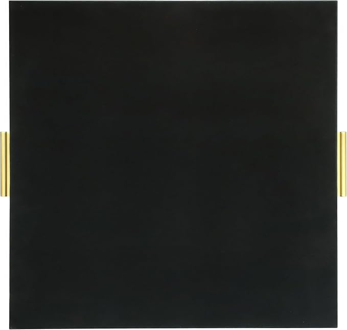 HofferRuffer Extra Large Square Serving Tray, Elegant Faux Leather Ottoman Tray with Gold Hardware Handles, Serve Tea, Coffee or Breakfast in Bed, 24 x 24 inches (Black Shagreen)