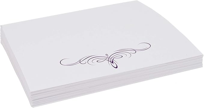 Decadent Flourish Place Cards, Eggplant (Choose Color), Set of 25, Pre-cut and Scored - Wedding, Party, Dinner, and Special Events - Made in the USA