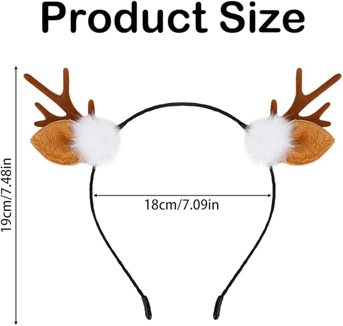 Bicfuiot Deer Antlers Headband Christmas Deer Ears Costume for Women Hair Accessories Reindeer Horn Doe Fawn Cute Christmas Headbands Halloween Party Cosplays