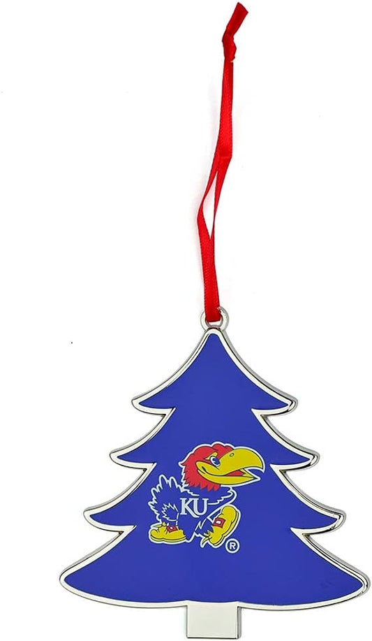 Kansas Jayhawks Tree Shaped Metal Christmas Ornament