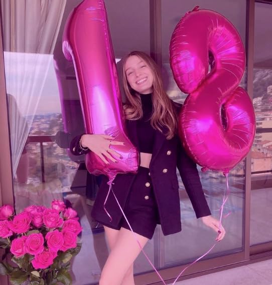 Rosy Purple Number 1 Balloon 40 inch, Number 1 Birthday Balloons for Boy Girl, Rosy Purple Foil One Balloon for 1st 10 11 12 16 18 Birthday Party, Anniversary Celebration Numbers Decorations
