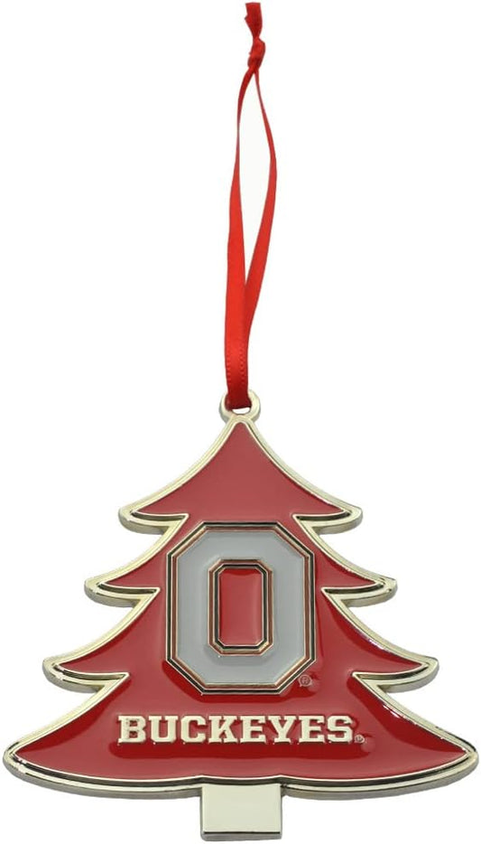 Ohio State Buckeyes Block O Tree Shaped Metal Christmas Ornament