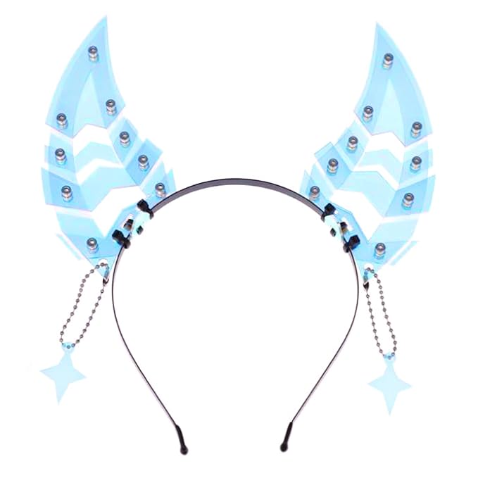 Cyberpunk Colorful Ear Hairband Fish Bone Hair Accessories COS Props (SC Blue1)