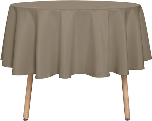 sancua Round Tablecloth - 48 Inch - Water Resistant Spill Proof Washable Polyester Table Cloth Decorative Fabric Table Cover for Dining Tables, Buffet Parties and Camping, Taupe