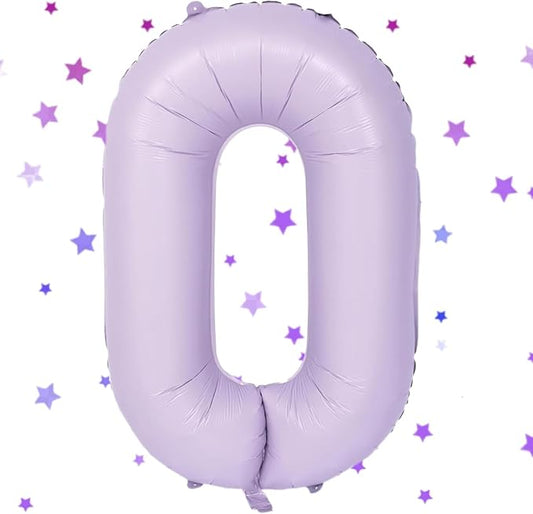 40 Inch Purple Number Balloons Light Purple 0 Balloon Matte Purple Birthday Balloons 0-9 Birthday Wedding Party digital Decorations (Number 0)