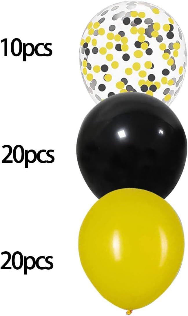 Black and Yellow Latex Helium Balloons,12inch Black Yellow Confetti Balloon for Party Decoration,Pack of 50