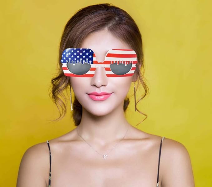 TD.IVES12 Pack American Flag Glasses USA Patriotic Party Sunglasses Masks Cool Shaped Plastic Eyewear for Party Props