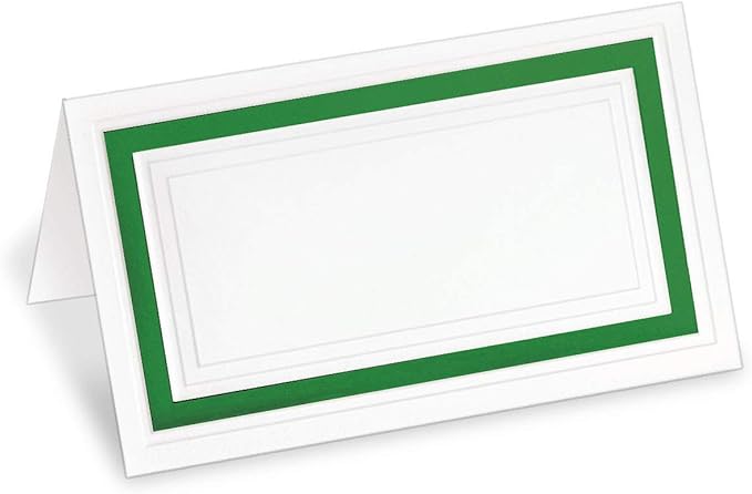 PaperDirect White Cover Stock Place Cards with Green Foil Border, 200-Pack