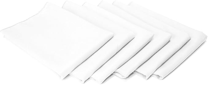 TableLinensforLess 17x17 Inch Polyester Cloth Napkins, Set of 6 (White)