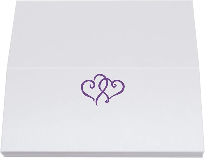 Linked Hearts Place Cards, Purple (Choose Color), Set of 150, Pre-cut and Scored - Wedding, Party, Dinner, and Special Events - Made in the USA