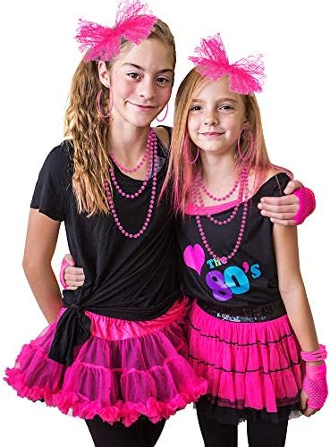 Blulu 80s Costume Accessories for Women Lace Headband Earrings Fishnet Gloves Necklace Bracelet for 80s Retro Party