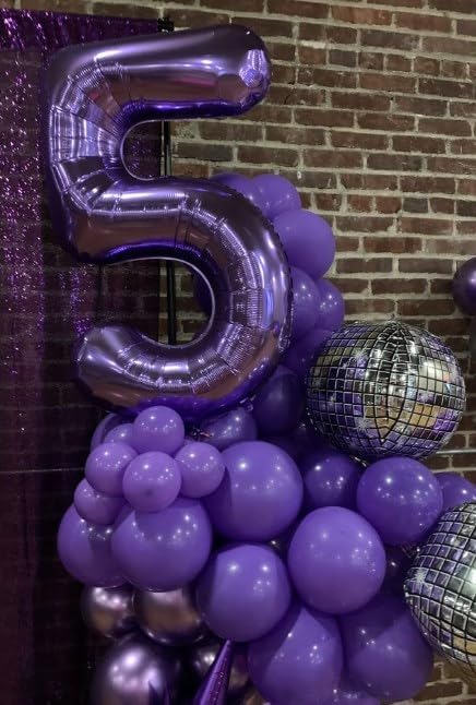 Big Mylar Purple Number 5 Balloon 40 Inch, 5th Birthday Number Balloon 2025 Decorations, Men Boy 15 25 35 50 55 65 Birthday Numbers, Anniversary Party Supplies Foil Number Balloons