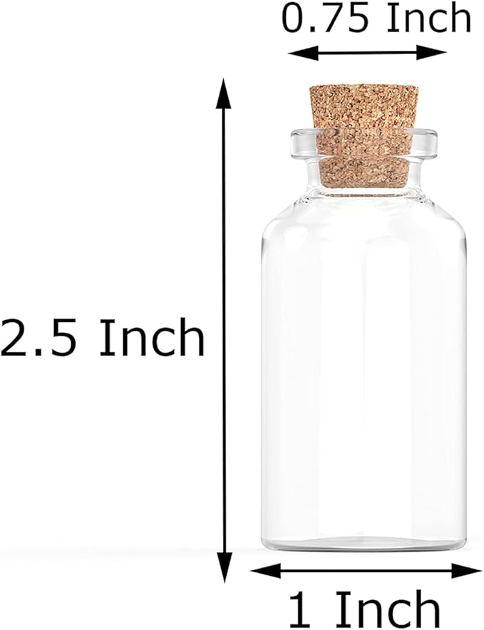 Axe Sickle 144 Pcs 20 mL Cork Stopper Glass Bottles 1 Ounce DIY Decoration Mini Wishing Glass Bottles for Potion, Party Favors, Weddings, Message in a Vials