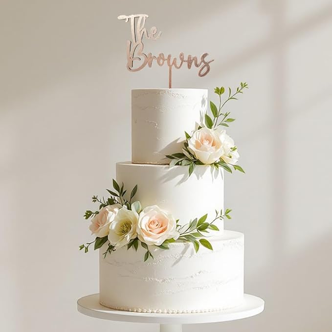 Personalized Wedding Cake Topper, Custom Name Bride and Groom Decoration, Traditional Wedding, Anniversary, Briday Shower Decor (The (Name))