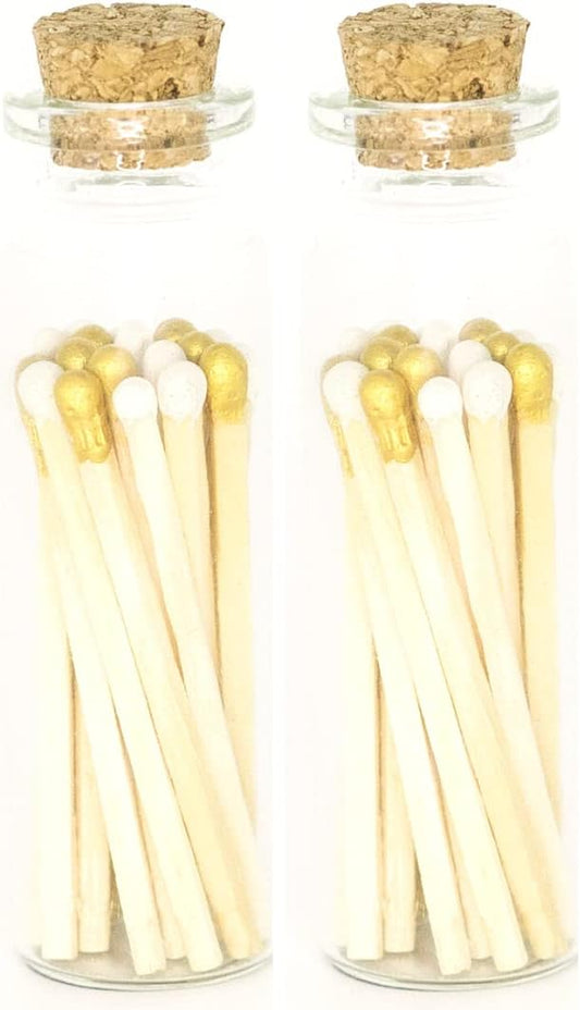 River Birch Decorative Matches in Bottles, Striker Included - Colored Wedding Blend Tip, 40 Matches