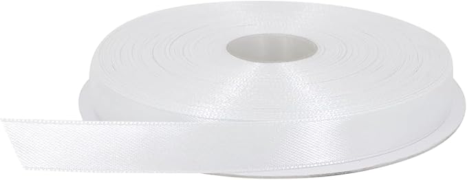 White Satin Ribbon, 1/2 inch x 50 Yards, Double Face Solid Color, Thick and Durable Ribbon Roll, 100% Polyester for Gift Wrapping, Crafts, Hair and Decorations