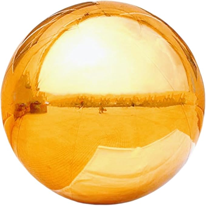 Inflatable Mirror Ball,Silver & Gold & Iridescent Giant Mirror Balloon,Big Shinny Balls,Reusable PVC Hanging Disco Sphere For Party & Wedding & Event Decoration (Gold, 32in 2.6ft 0.8m)