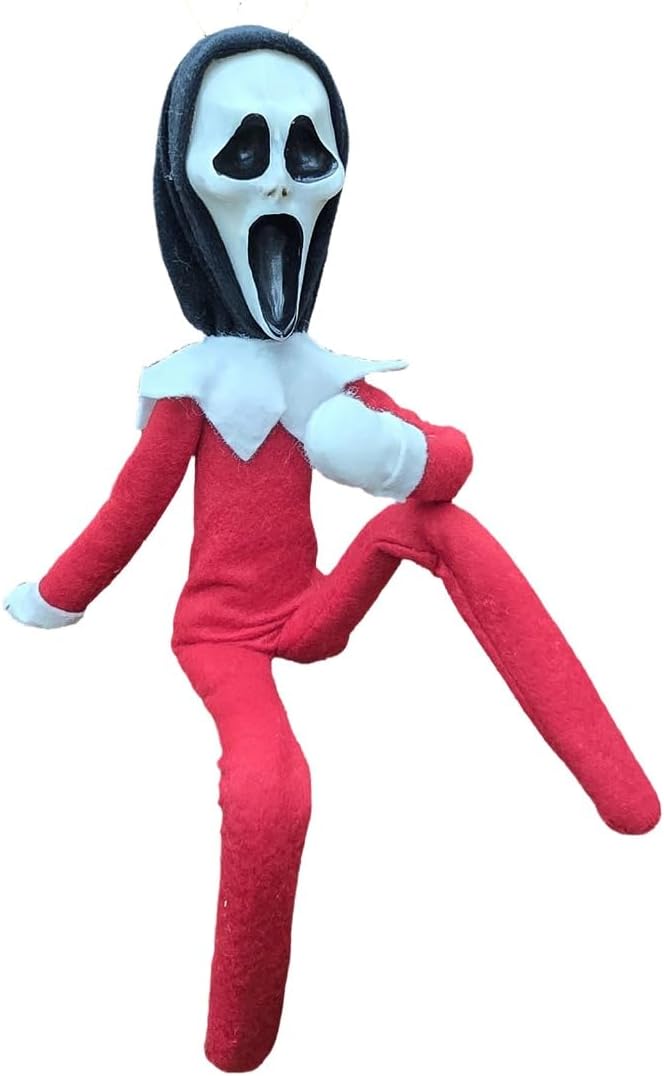 Creepy Ghost Masked Elf Decoration 35cm – Handmade Horror-Inspired Ornament for Christmas, Halloween & Holiday Party Décor – Spooky Collectible with Sinister Expression