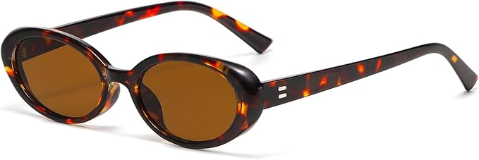 Retro Oval Sunglasses for Women Men Fashion Small Oval Sunglasses 90s Vintage Shades