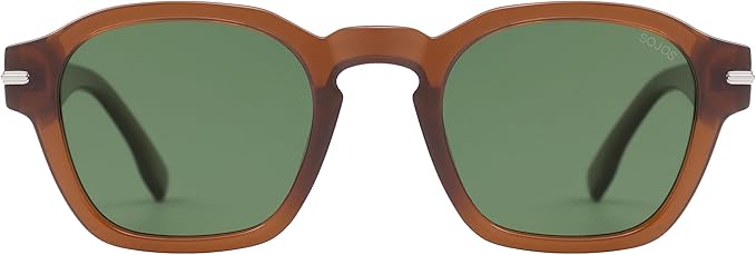 SOJOS Vintage Retro Square Polarized Sunglasses Men Standard Fit Trendy Womens Sun Glasses SJ2382
