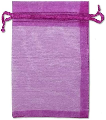 TheDisplayGuys 48-Pack 4x6 Hot Pink Sheer Organza Gift Bags with Drawstring, Jewelry Candy Treat Wedding Party Favors Mesh Pouch
