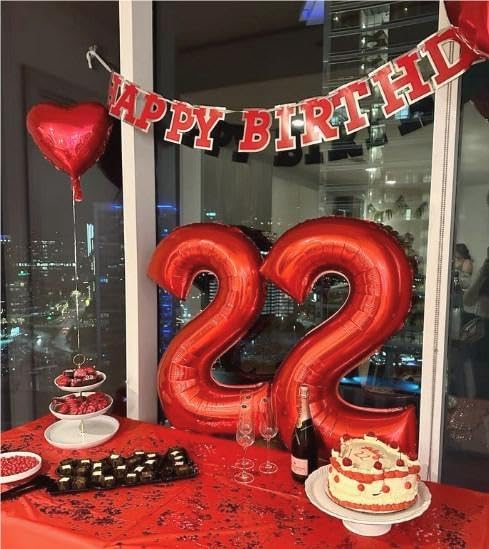 40 Inch Big Red Number 2 Balloon Birthday Decoration, Number 2 Helium Balloon 12 20 22 23 24 26 28 32 42 Celebration, Boy Girl Baby Anniversary Party Graduations Supplies Decorations