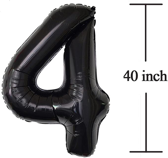 Black 40 Number Balloons Giant Jumbo Number 40 Foil Mylar Balloons for Women Men 40th Birthday Party Decorations 40 Anniversary Events Supplies