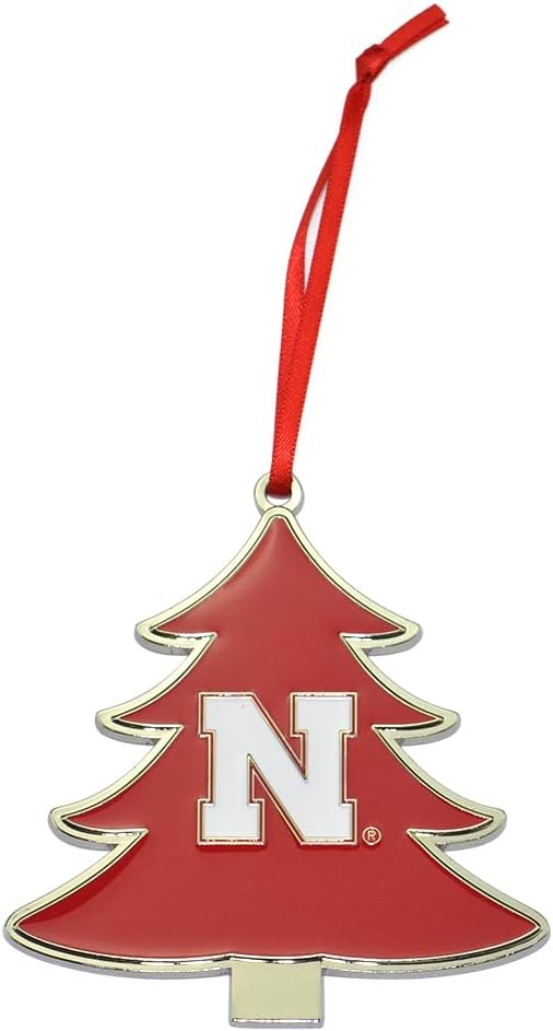 Nebraska Cornhuskers Tree Shaped Metal Christmas Ornament