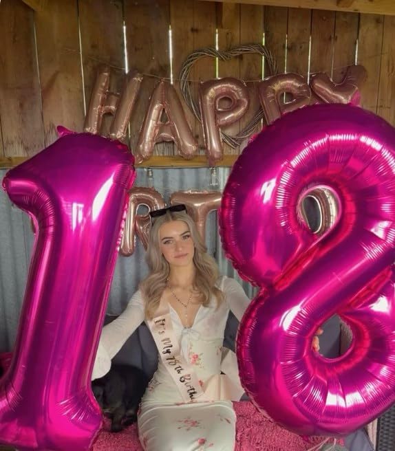 Hot Pink 40 Inch 0 Number Balloons, 0 Decorations for 10 20 30 40 50 60 70 80 90 100Birthday, Foil Giant Birthday Graduations Anniversary Party Balloons