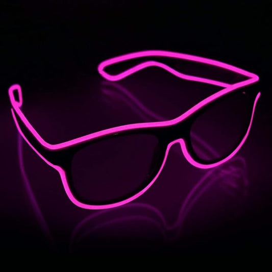 YouRfocus Wireless LED Light Up Glasses Glow in the Dark Neon Rave Glasses for Rave Party, EDM, Halloween, Christmas (Pink)