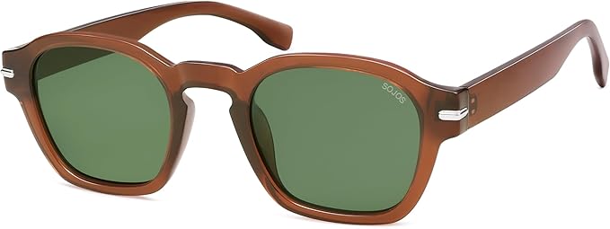 SOJOS Vintage Retro Square Polarized Sunglasses Men Standard Fit Trendy Womens Sun Glasses SJ2382