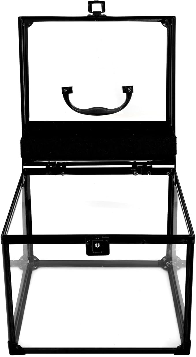 9inches Wide Pageant Crown Box Tiara Carrying Case Extra Large with Sash Holder Clear Acrylic Display Case,Toiletry and Cosmetic Organizer (Black, 230 * 230 * 190mm)