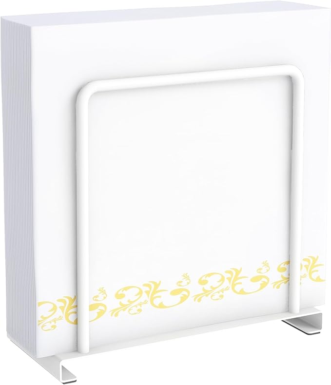 Napkin Holder for Table, Metal Napkin Holder for Kitchen Dining, Standing Paper Napkin Storage for Table Countertop, White