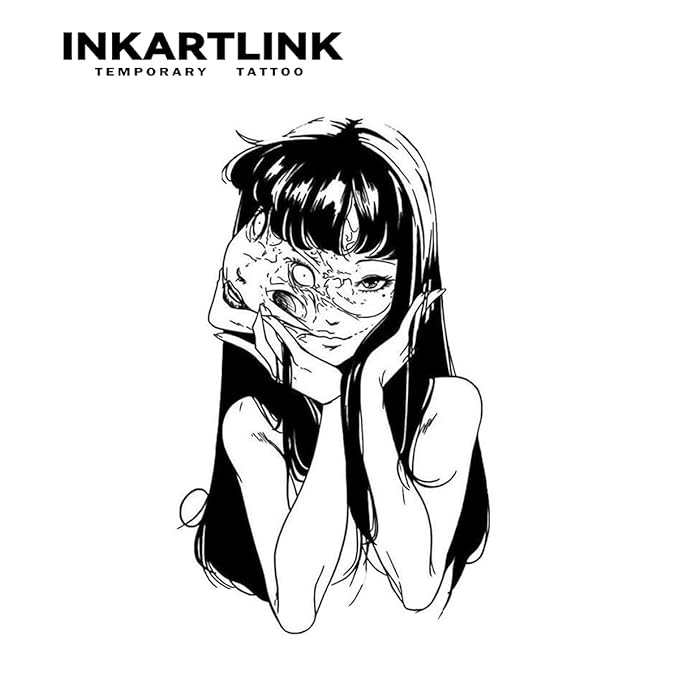 INKARTLINK Temporary Tattoos, 2 Sheets Medium Semi Permanent Tattoo Adult Art Design Waterproof Temp Tattoo Party Favors Realistic Look, No Adhesive, No Reflection, Lasts 1-2 Weeks (Hallucination)