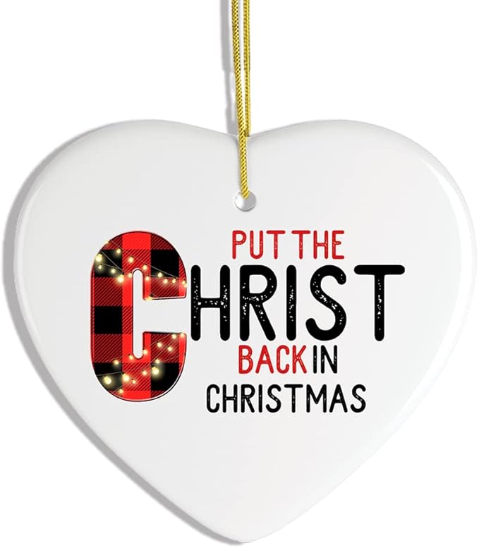 Religious Themed Christmas Ornaments, Nativity and Jesus Christ Decorations (Put The Christ Back in Christmas Holiday Ornament, Religious Christian Theme)