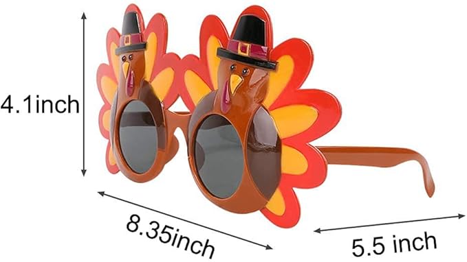BOLZRA Thanksgiving Turkey Sunglasses Props 2 Pack Cartoon Eyeglasses Autumn Costume Glasses for Thanksgiving Day Party Favor Accessories Creative Decoration