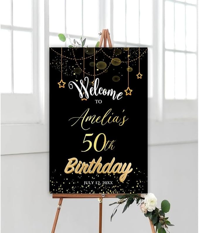 Personalized Sign for 50th Birthday Party - Decorations Celebration Sign, Happy Birthday Any Age Board, Minimalist Party Signs#9