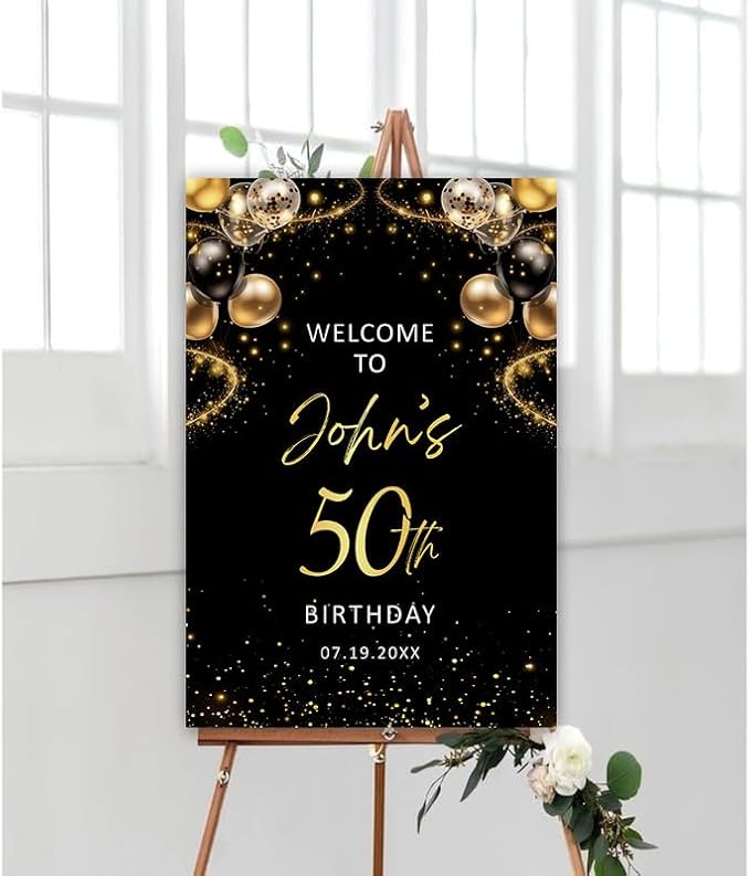 Personalized Sign for 50th Birthday Party - Decorations Celebration Sign, Happy Birthday Any Age Board, Minimalist Party Signs#4