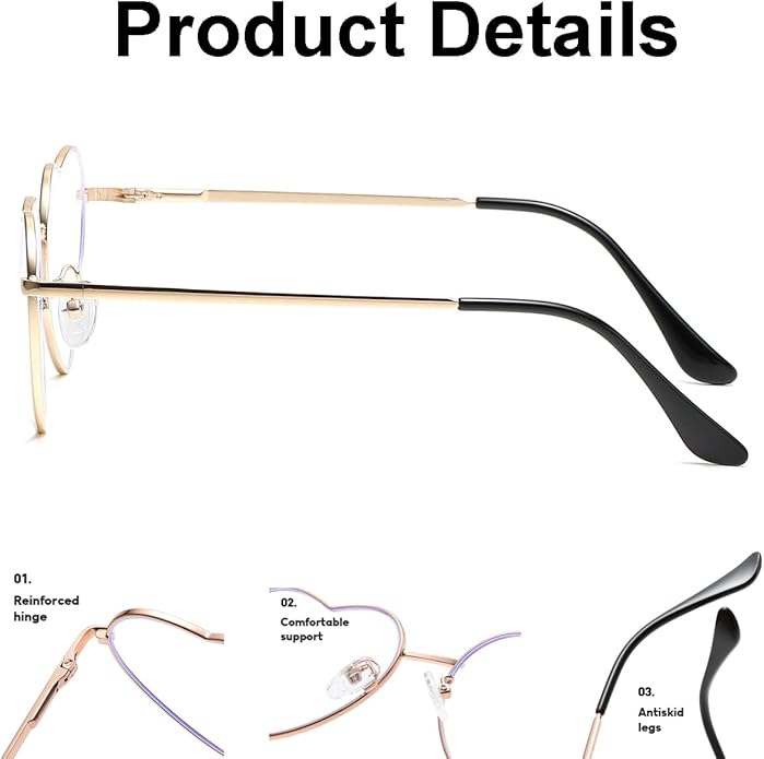JOVAKIT Polarized Heart Sunglasses for Women Fashion Lovely Style Metal Frame UV400 Protection Lens