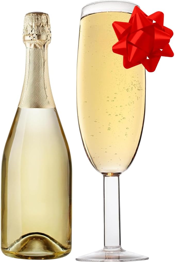 Oversized XL Giant 25oz Champagne Flute - Holds a Full Bottle of Champ - Made of Hand-Blown Glass NOT Plastic - Jumbo Glassware Fun for Thanksgiving, Bachelorette Trips, Birthdays- Holiday Xmas Gift